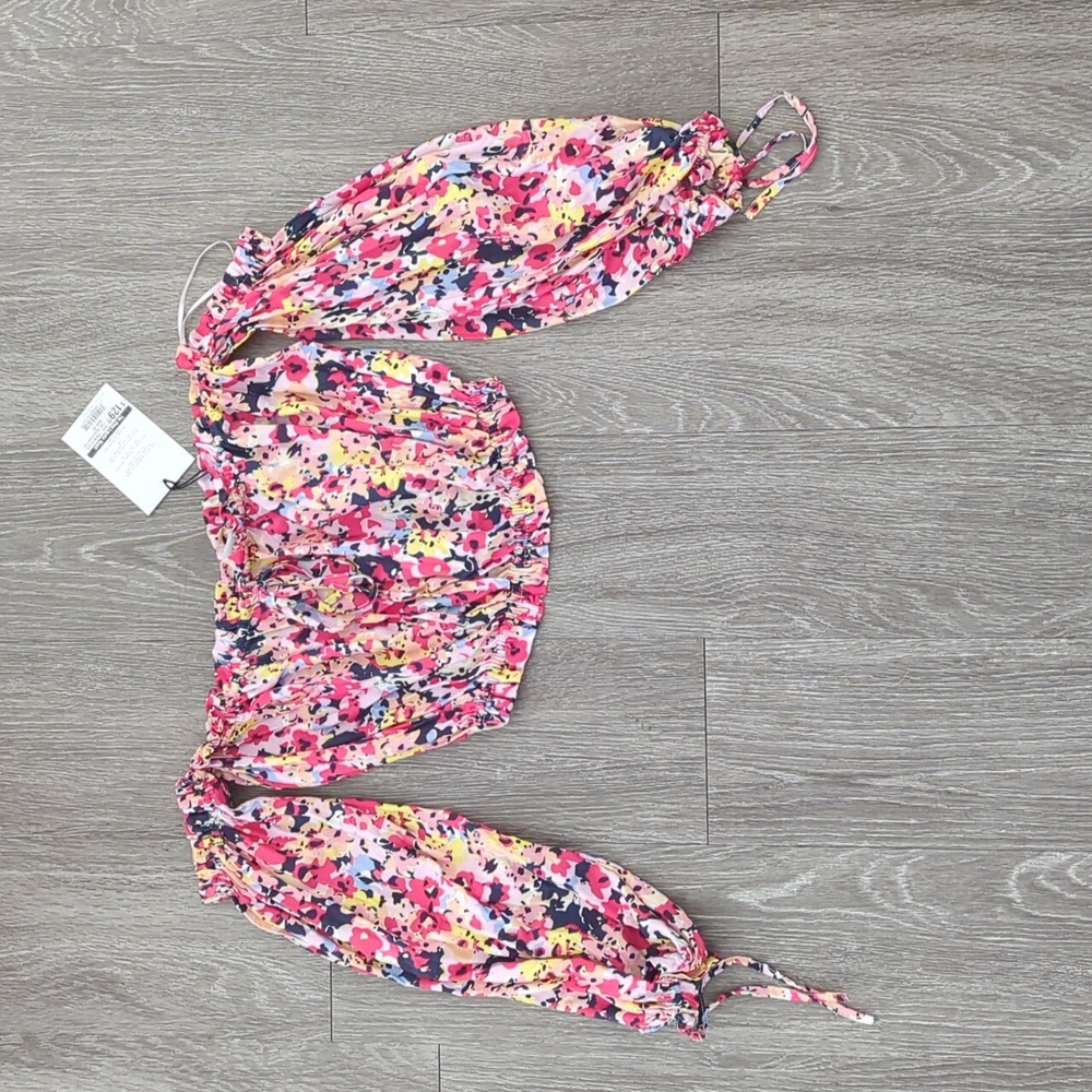 NWT Rue Stiic Frances off the Shoulder Crop Top XS Festival Floral